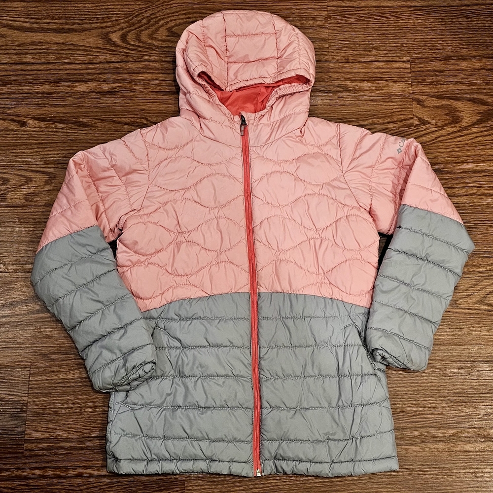 Columbia Girls' Humphrey Hills Puffer Jacket Insulated Windbreaker Pink Grey XL